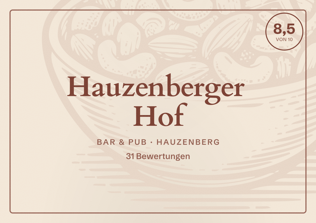 Illustriertes Poster von Hauzenberger Hof, Bar & Pub in Hauzenberg: Bewertung 8,5 von 10 aus 31 Bewertungen