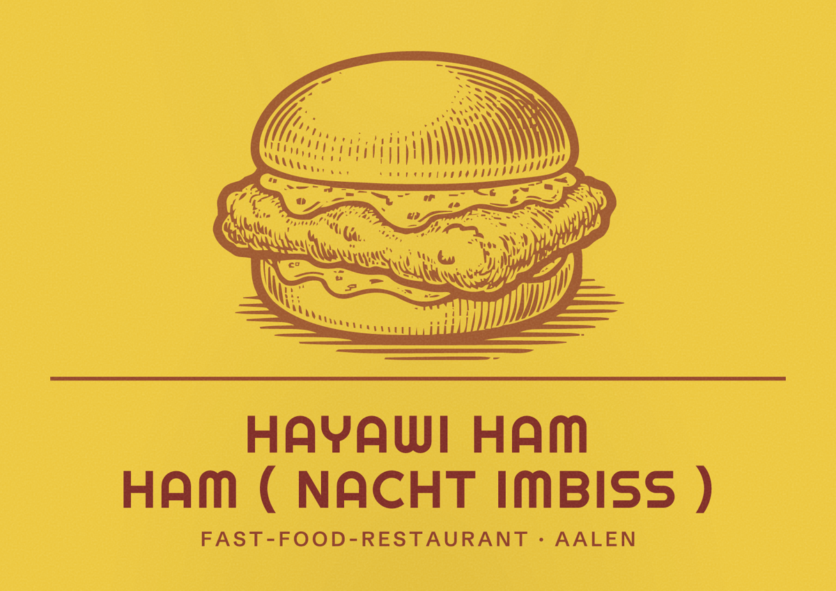 Illustriertes Poster von Hayawi Ham Ham ( Nacht imbiss ), Fast-Food-Restaurant in Aalen