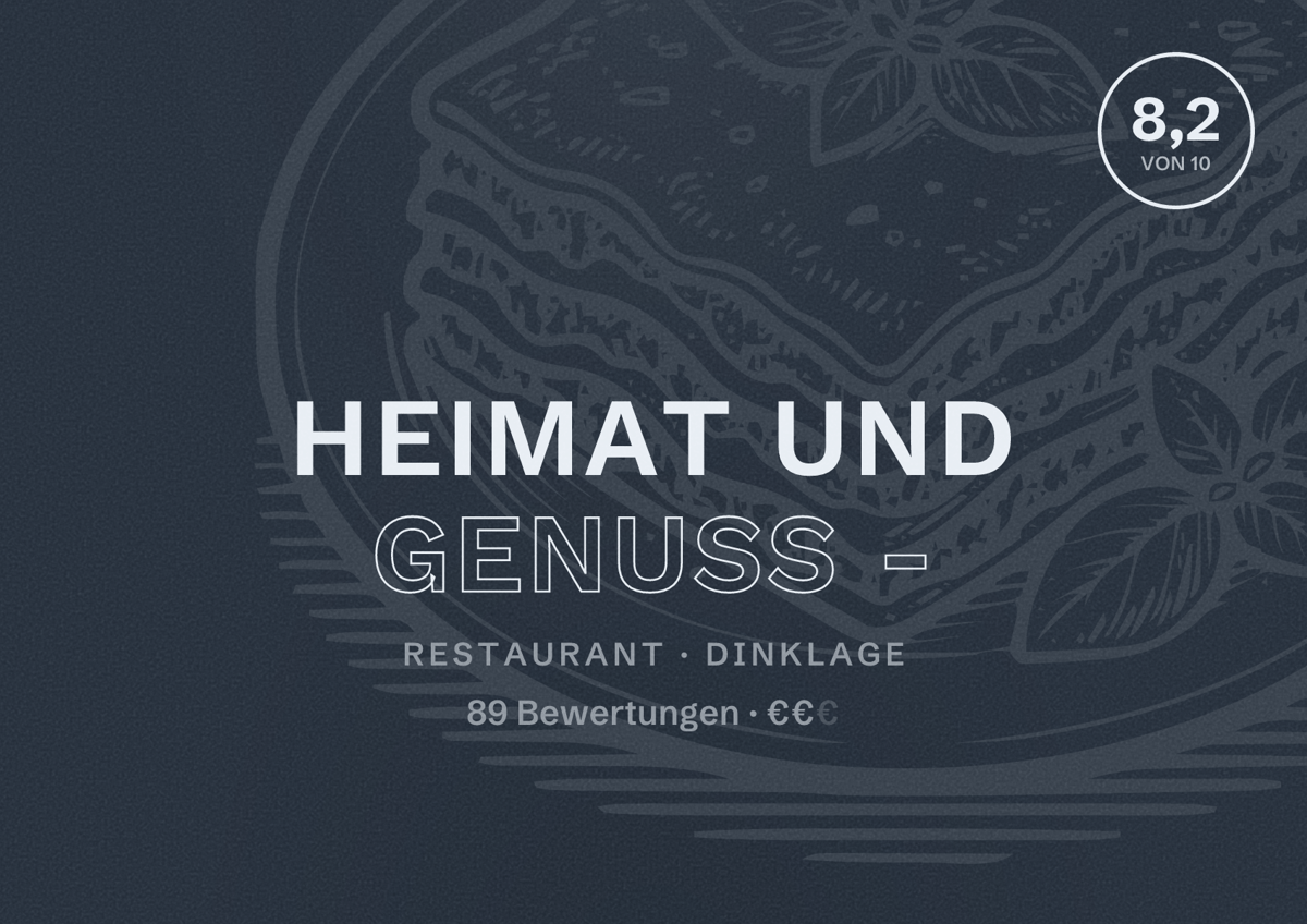 Illustriertes Poster von Heimat und Genuss -, Restaurant in Dinklage: Bewertung 8,2 von 10 aus 89 Bewertungen, Preisniveau €€