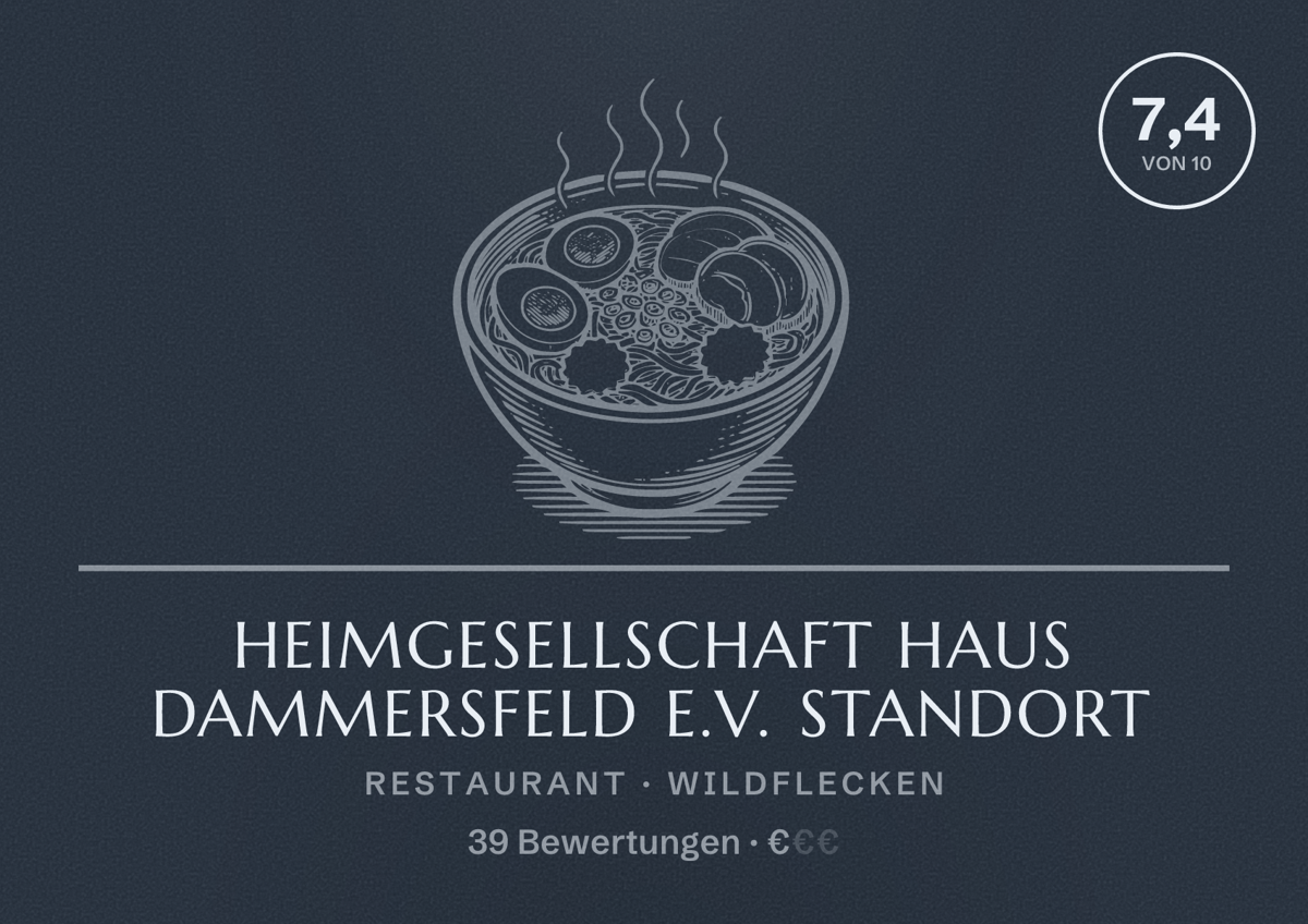 Illustriertes Poster von Heimgesellschaft Haus Dammersfeld e.V. Standort, Restaurant in Wildflecken: Bewertung 7,4 von 10 aus 39 Bewertungen, Preisniveau €