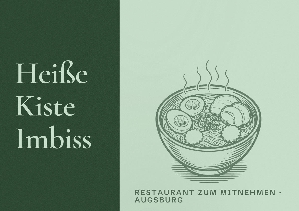 Illustriertes Poster von Heiße Kiste Imbiss, Restaurant zum Mitnehmen in Augsburg