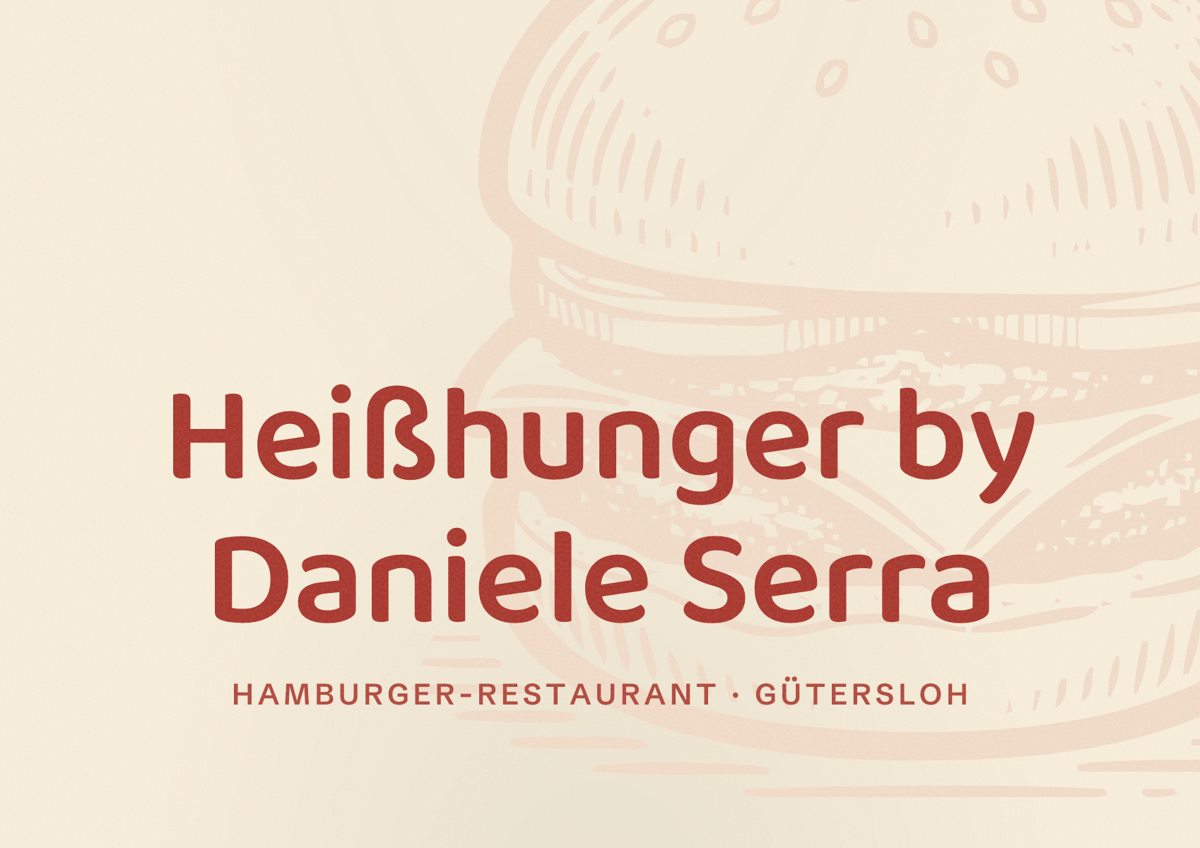 Illustriertes Poster von Heißhunger by Daniele Serra, Hamburger-Restaurant in Gütersloh