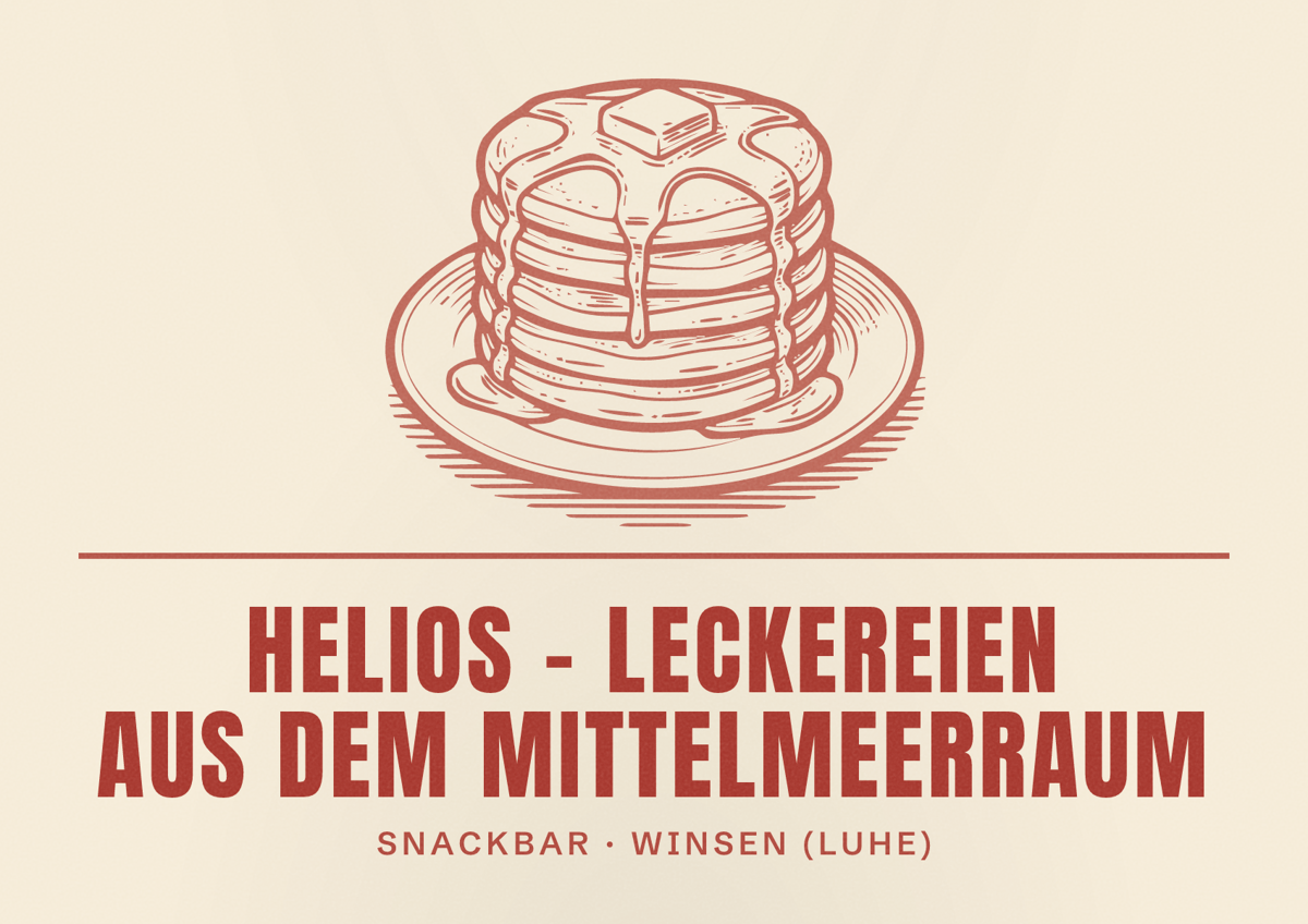 Illustriertes Poster von HELIOS - Leckereien aus dem Mittelmeerraum, Snackbar in Winsen (Luhe)