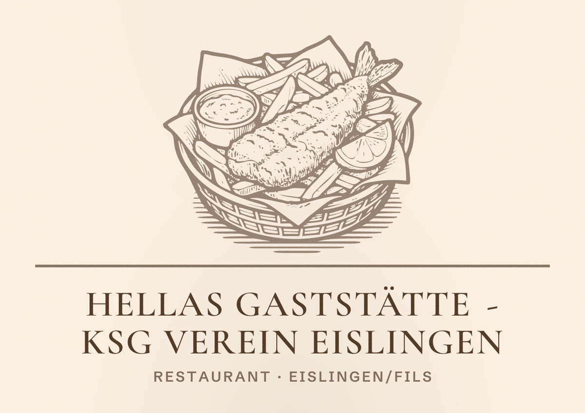 Illustriertes Poster von Hellas Gaststätte - KSG Verein Eislingen, Restaurant in Eislingen/Fils