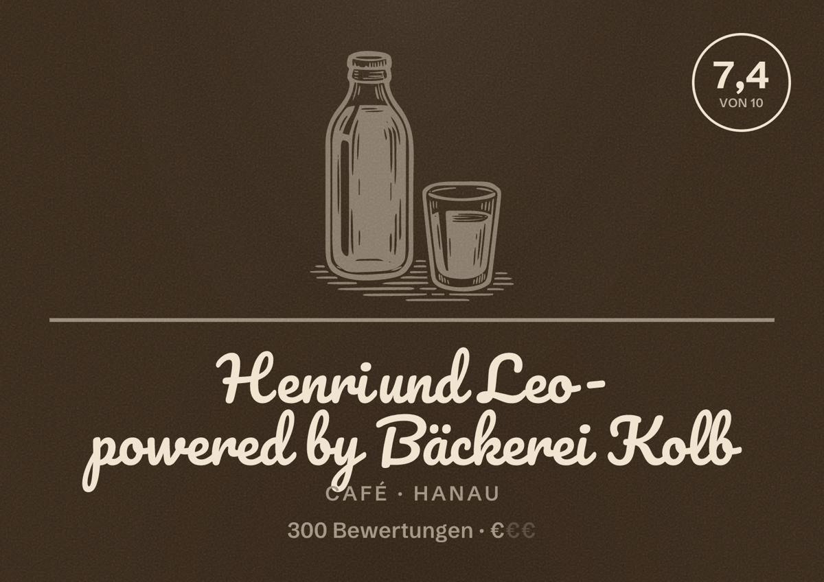 Illustriertes Poster von Henri und Leo - powered by Bäckerei Kolb, Café in Hanau: Bewertung 7,4 von 10 aus 300 Bewertungen, Preisniveau €