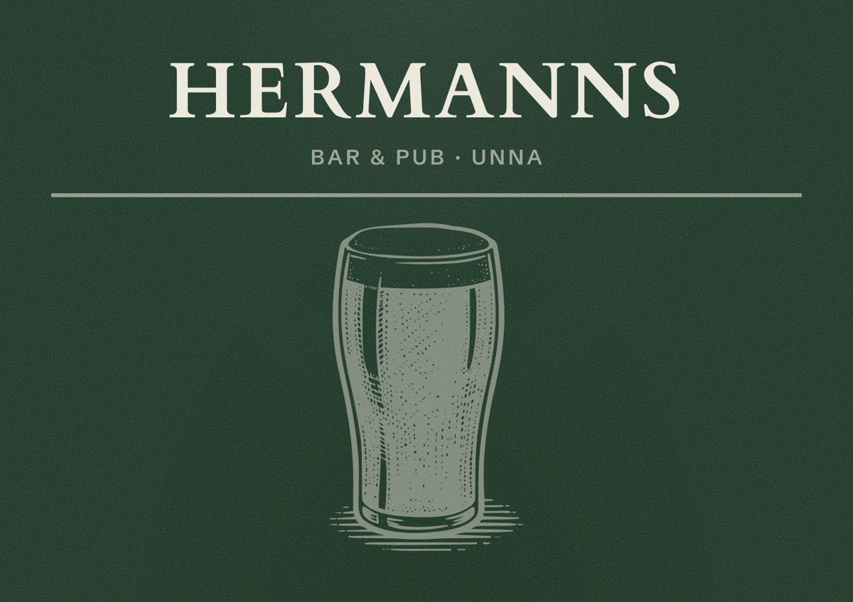 Illustriertes Poster von Hermanns, Bar & Pub in Unna