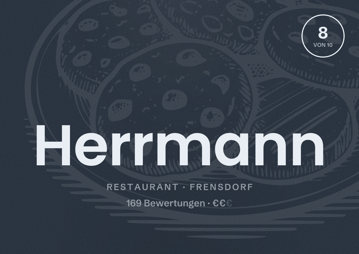Illustriertes Poster von Herrmann, Restaurant in Frensdorf: Bewertung 8 von 10 aus 169 Bewertungen, Preisniveau €€