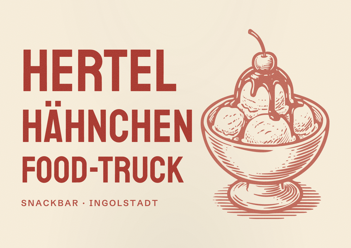 Illustriertes Poster von Hertel Hähnchen Food-Truck, Snackbar in Ingolstadt