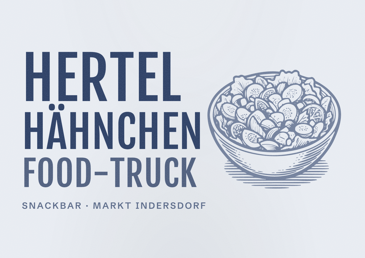 Illustriertes Poster von Hertel Hähnchen Food-Truck, Snackbar in Markt Indersdorf