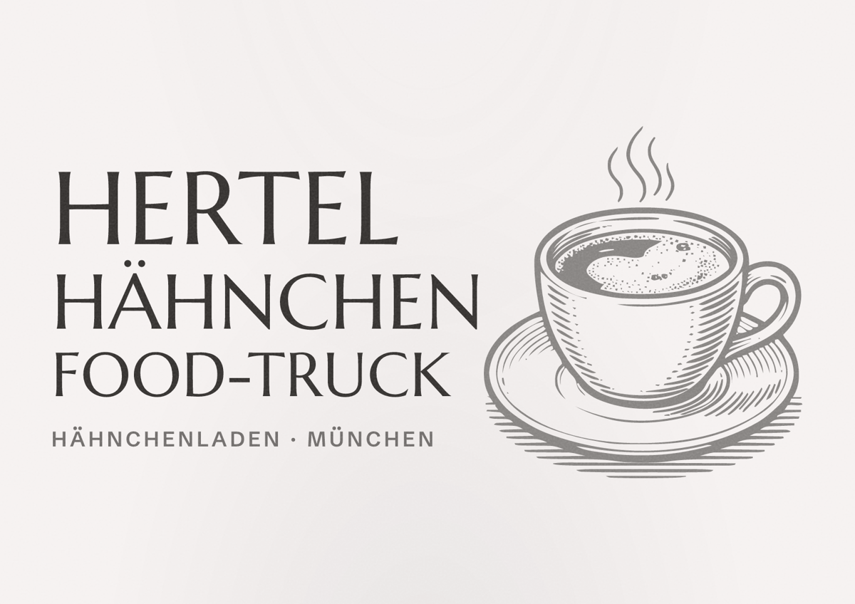 Illustriertes Poster von Hertel Hähnchen Food-Truck, Hähnchenladen in München
