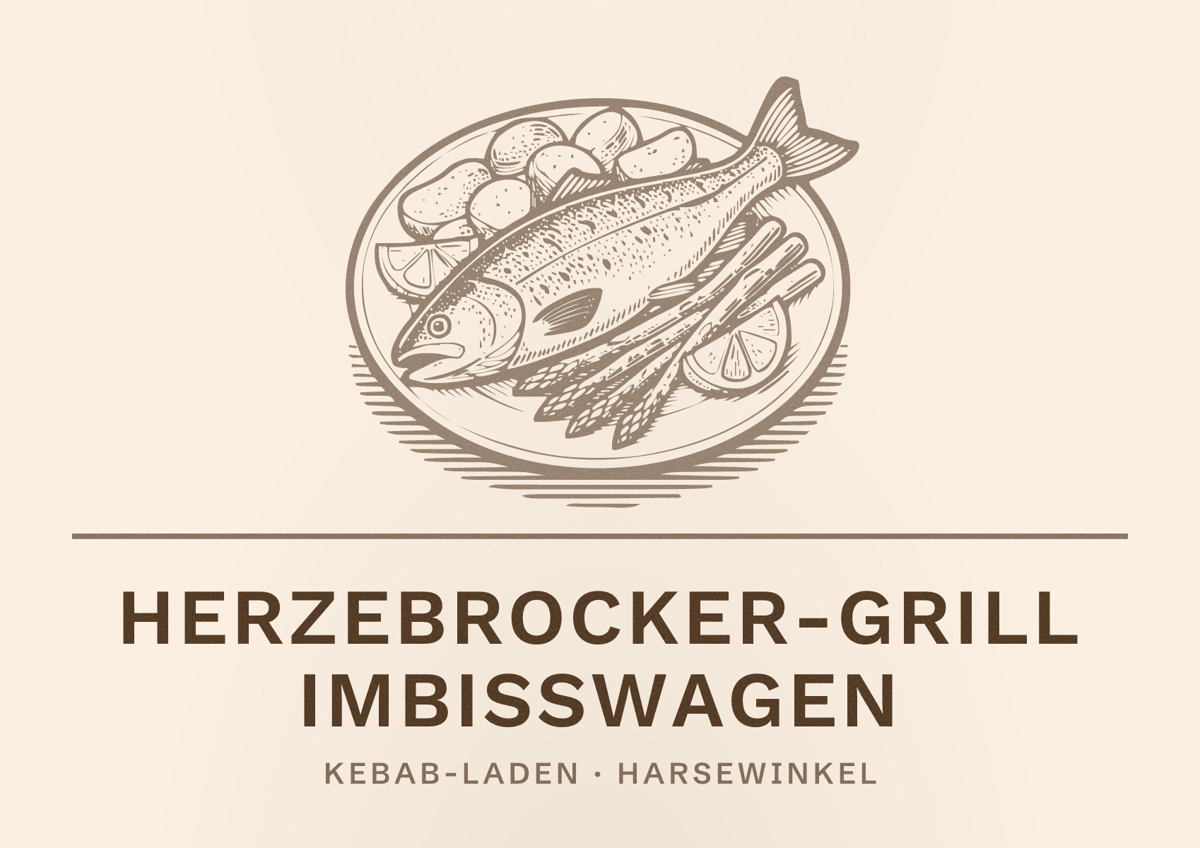 Illustriertes Poster von Herzebrocker-Grill Imbisswagen, Kebab-Laden in Harsewinkel