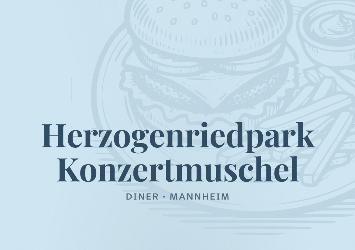 Illustriertes Poster von Herzogenriedpark Konzertmuschel, Diner in Mannheim