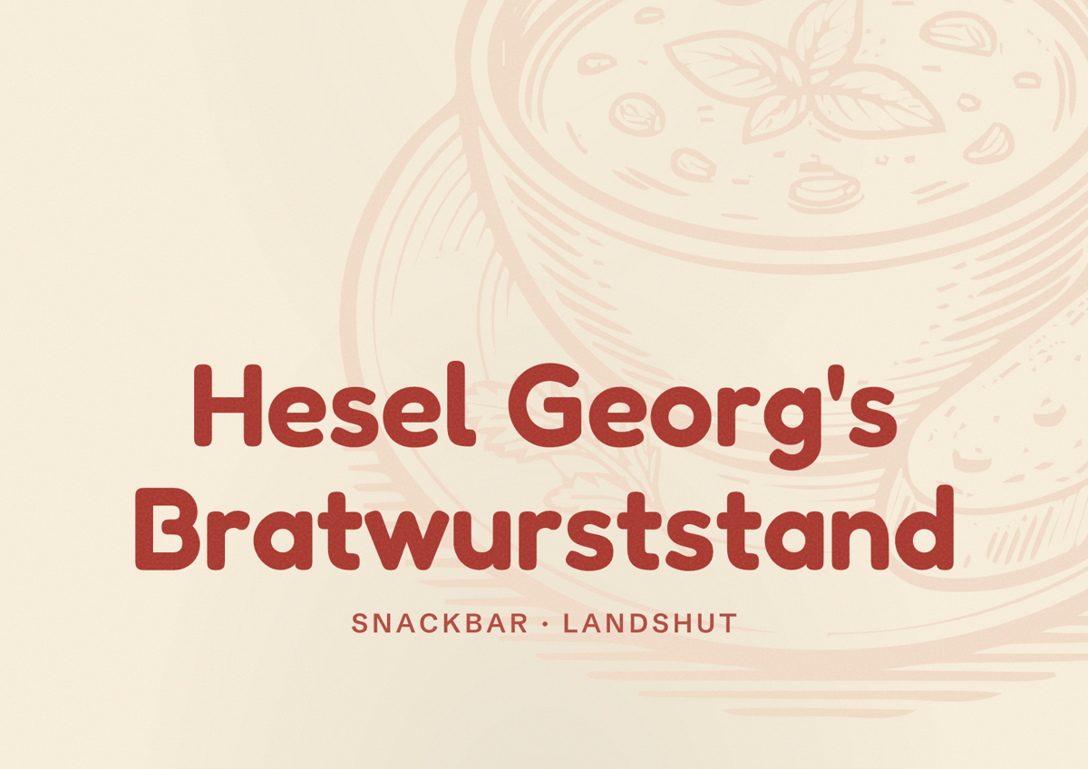 Illustriertes Poster von Hesel Georg's Bratwurststand, Snackbar in Landshut