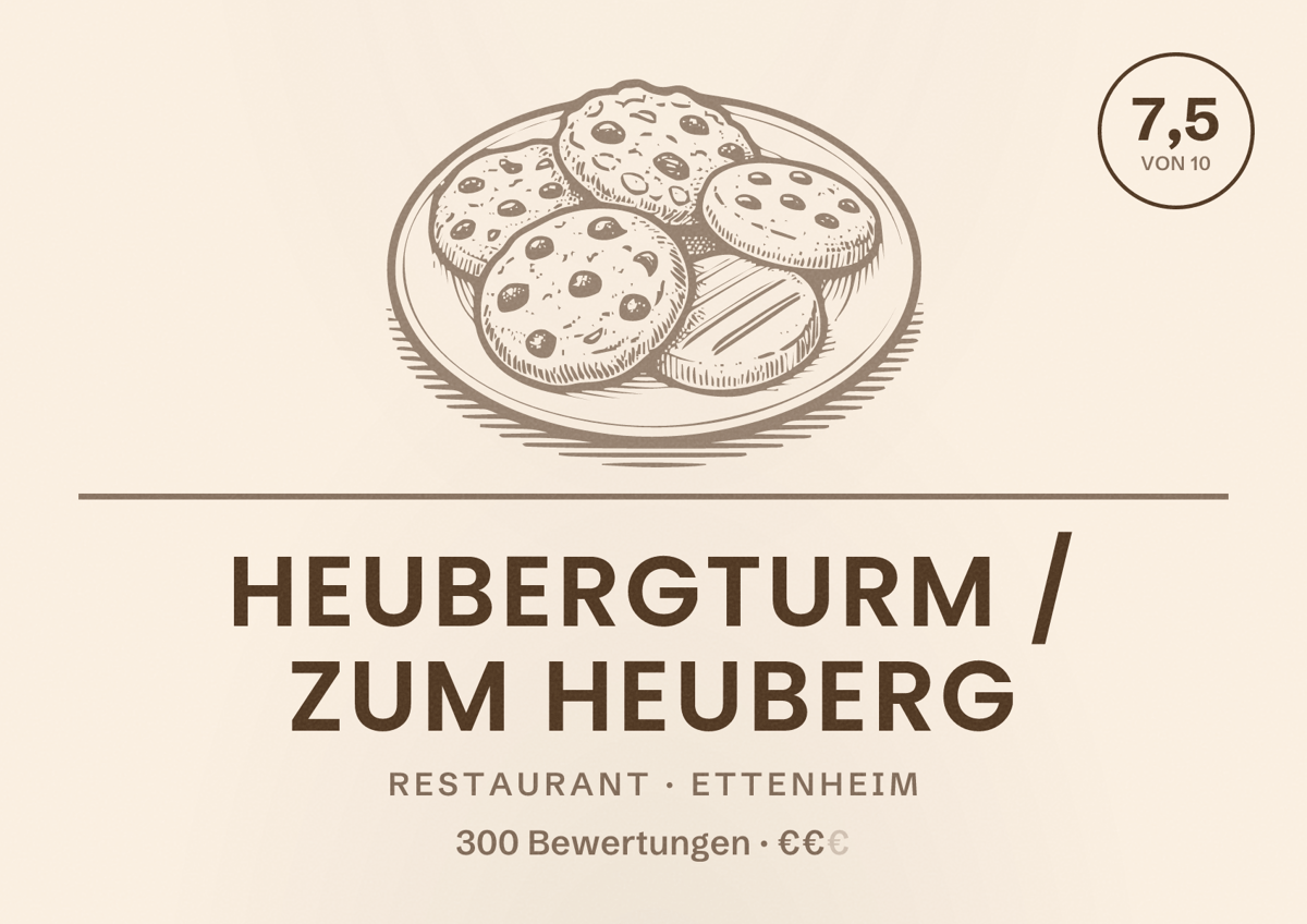 Illustriertes Poster von Heubergturm / zum Heuberg, Restaurant in Ettenheim: Bewertung 7,5 von 10 aus 300 Bewertungen, Preisniveau €€