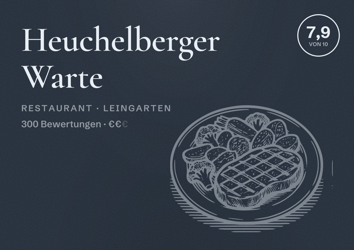 Illustriertes Poster von Heuchelberger Warte, Restaurant in Leingarten: Bewertung 7,9 von 10 aus 300 Bewertungen, Preisniveau €€