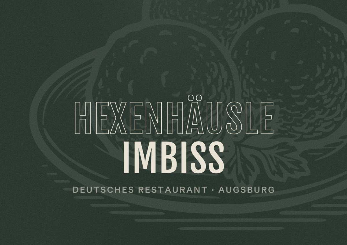 Illustriertes Poster von Hexenhäusle Imbiss, Deutsches Restaurant in Augsburg