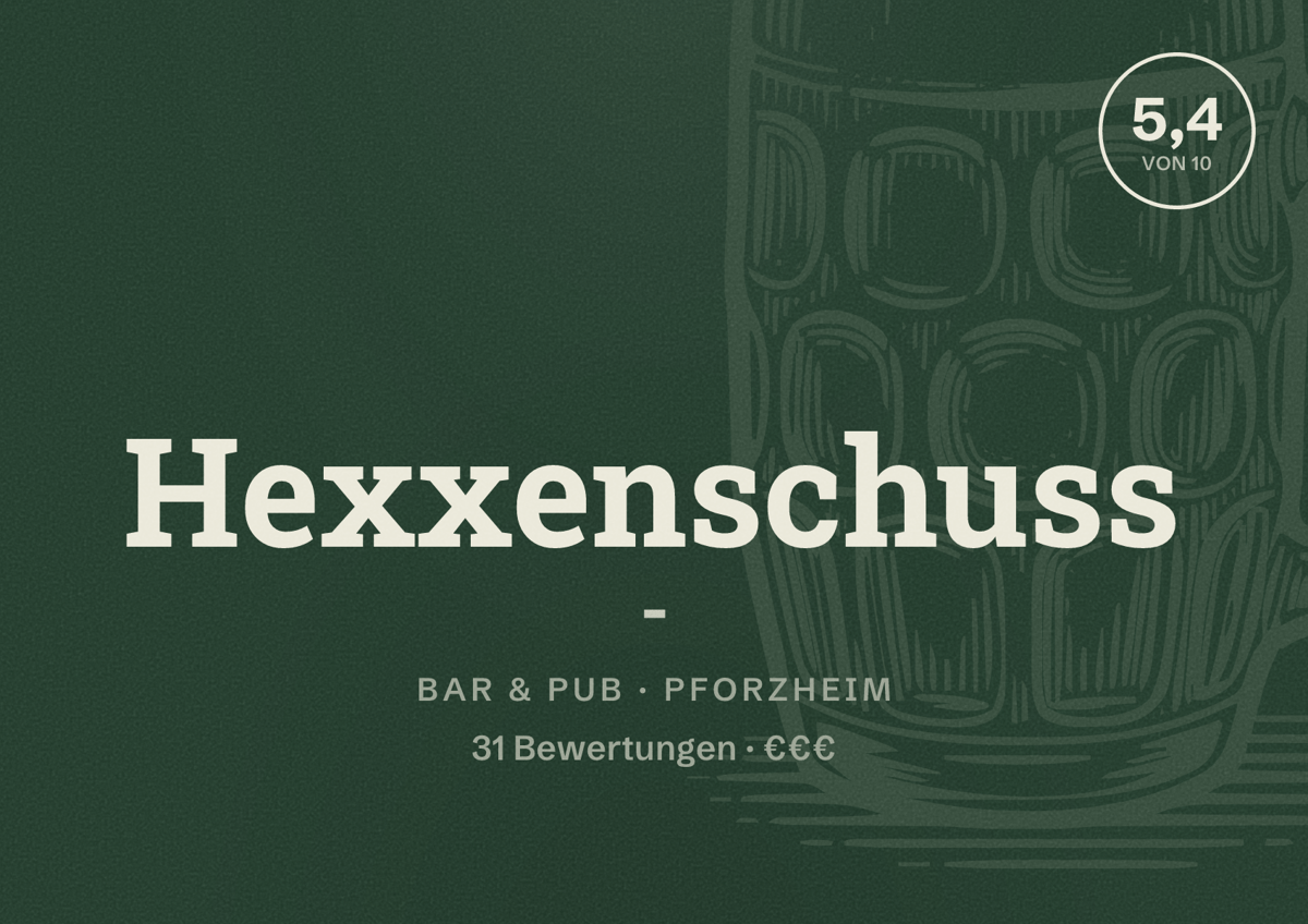 Illustriertes Poster von Hexxenschuss -, Bar & Pub in Pforzheim: Bewertung 5,4 von 10 aus 31 Bewertungen, Preisniveau €€€