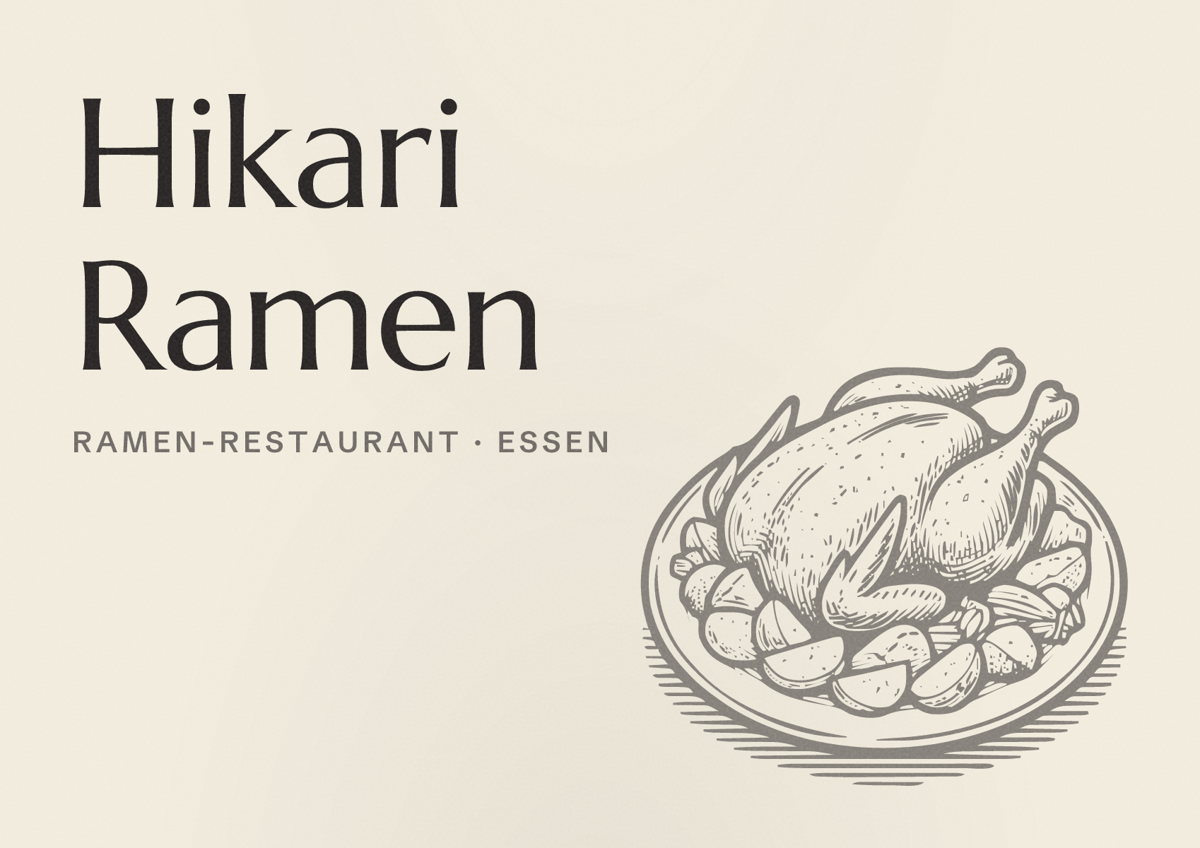 Illustriertes Poster von Hikari Ramen, Ramen-Restaurant in Essen