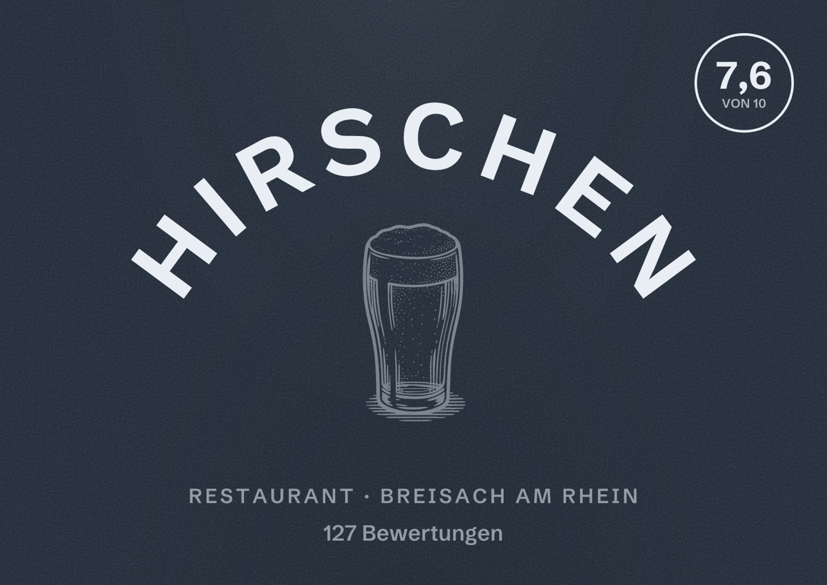 Illustriertes Poster von Hirschen, Restaurant in Breisach am Rhein: Bewertung 7,6 von 10 aus 127 Bewertungen