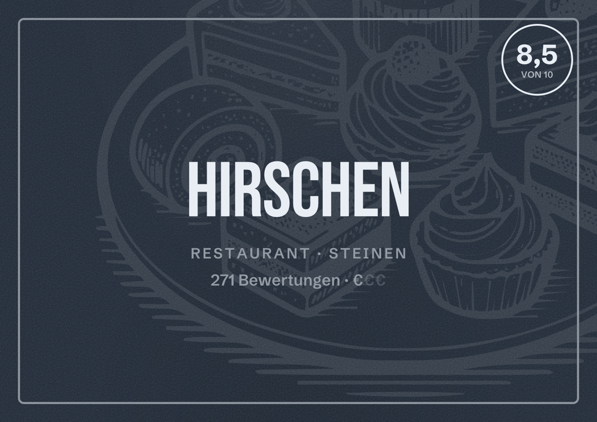 Illustriertes Poster von Hirschen, Restaurant in Steinen: Bewertung 8,5 von 10 aus 271 Bewertungen, Preisniveau €