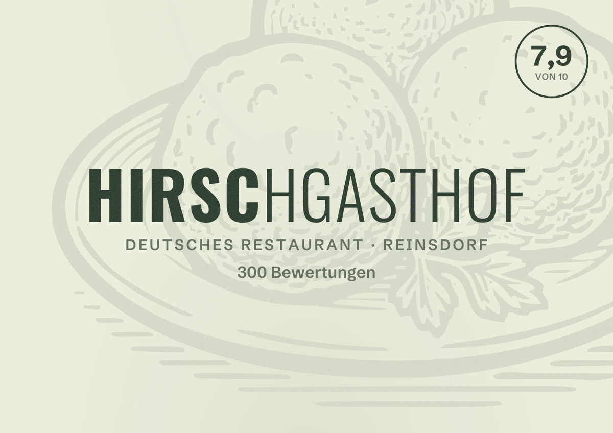 Illustriertes Poster von Hirschgasthof, Deutsches Restaurant in Reinsdorf: Bewertung 7,9 von 10 aus 300 Bewertungen
