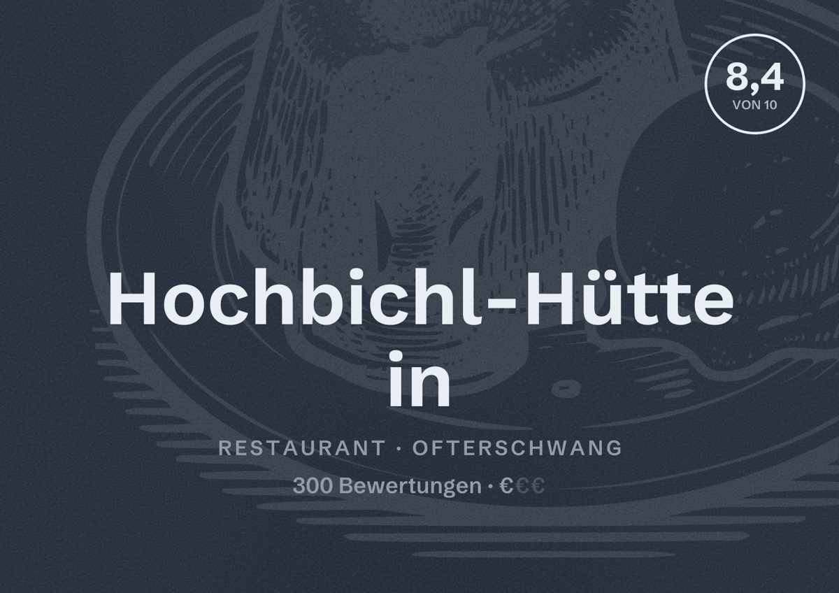Illustriertes Poster von Hochbichl-Hütte in, Restaurant in Ofterschwang: Bewertung 8,4 von 10 aus 300 Bewertungen, Preisniveau €