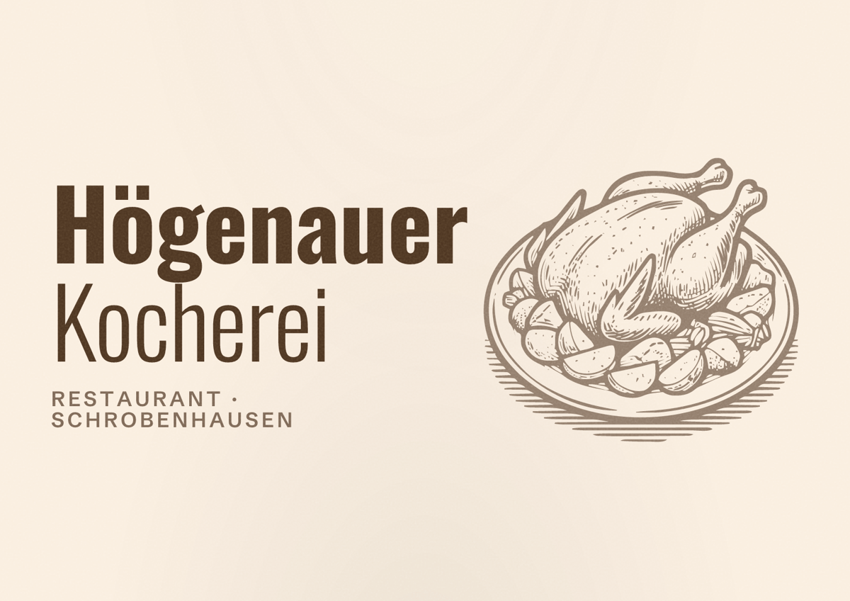 Illustriertes Poster von Högenauer Kocherei, Restaurant in Schrobenhausen