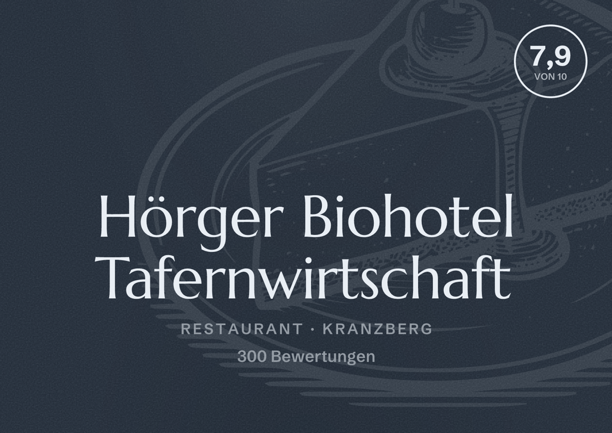 Illustriertes Poster von Hörger Biohotel Tafernwirtschaft, Restaurant in Kranzberg: Bewertung 7,9 von 10 aus 300 Bewertungen