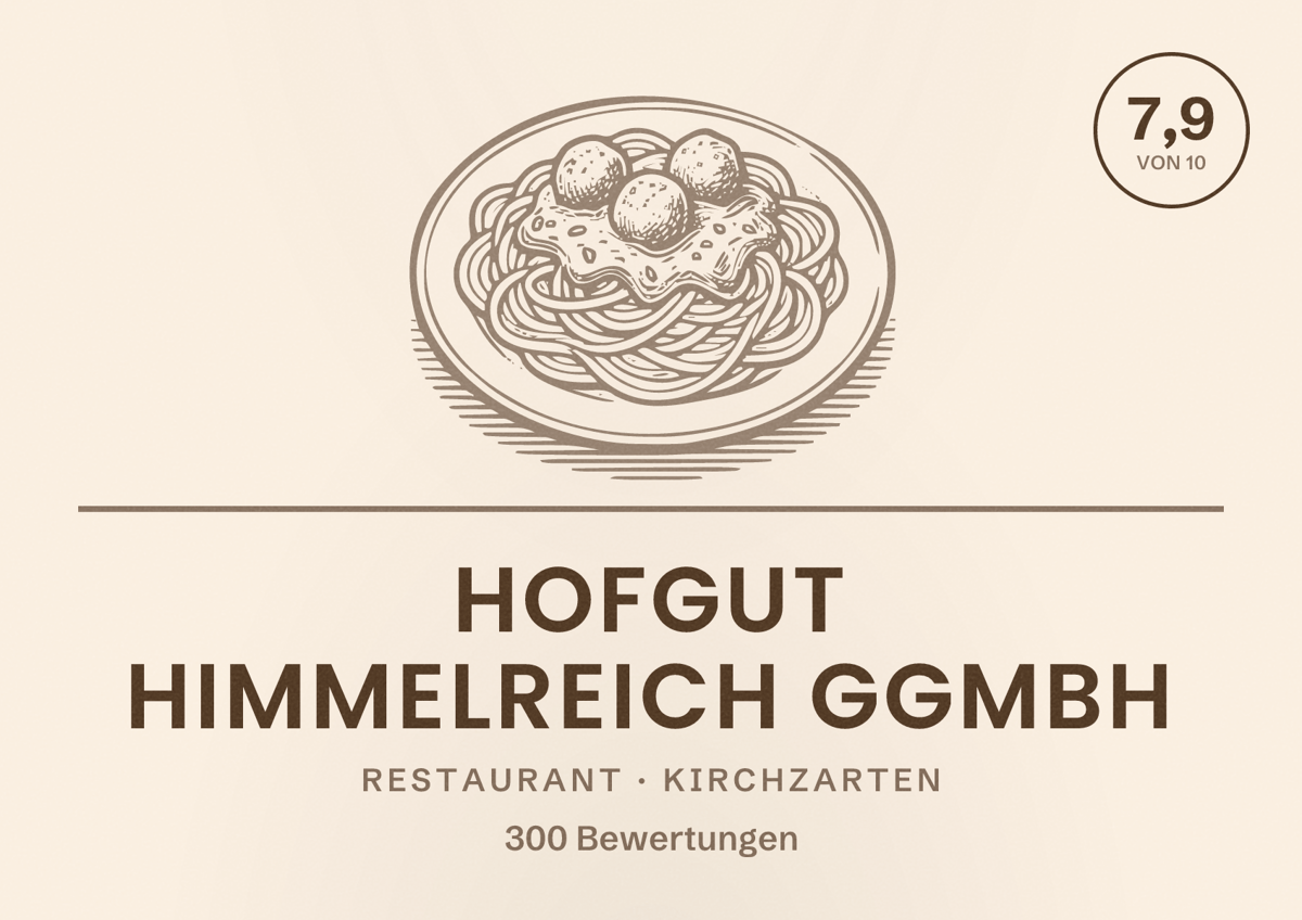 Illustriertes Poster von Hofgut Himmelreich gGmbH, Restaurant in Kirchzarten: Bewertung 7,9 von 10 aus 300 Bewertungen