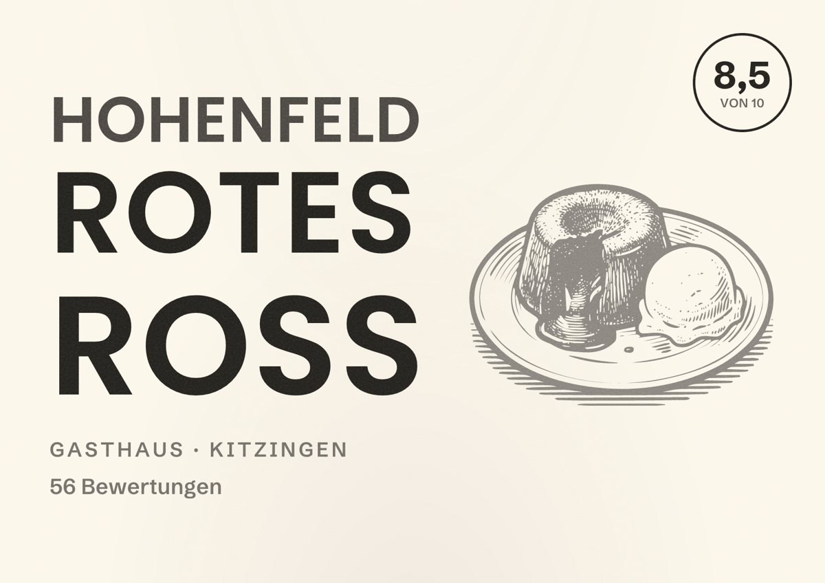 Illustriertes Poster von Hohenfeld Rotes Roß, Gasthaus in Kitzingen: Bewertung 8,5 von 10 aus 56 Bewertungen