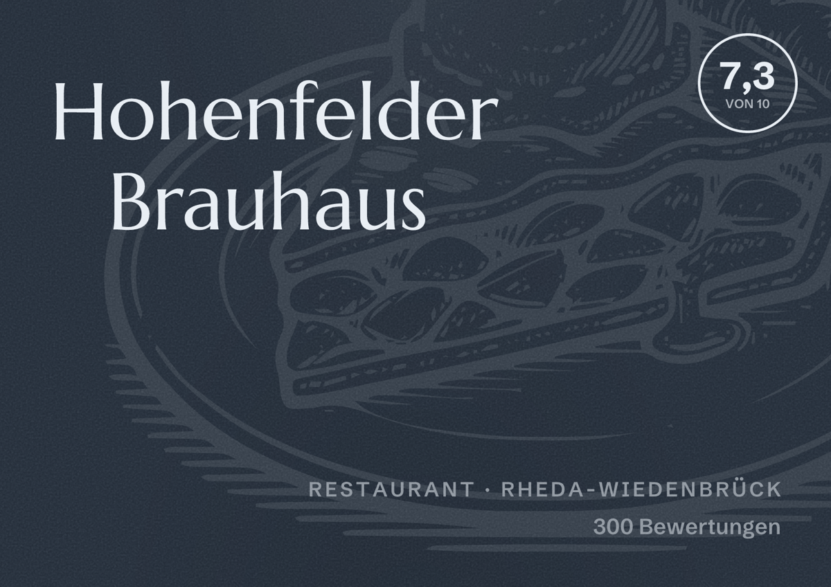 Illustriertes Poster von Hohenfelder Brauhaus, Restaurant in Rheda-Wiedenbrück: Bewertung 7,3 von 10 aus 300 Bewertungen