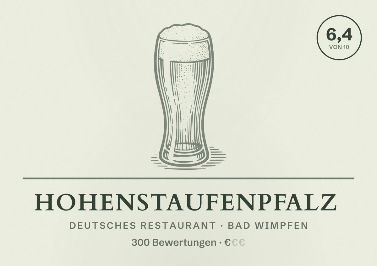 Illustriertes Poster von Hohenstaufenpfalz, Deutsches Restaurant in Bad Wimpfen: Bewertung 6,4 von 10 aus 300 Bewertungen, Preisniveau €