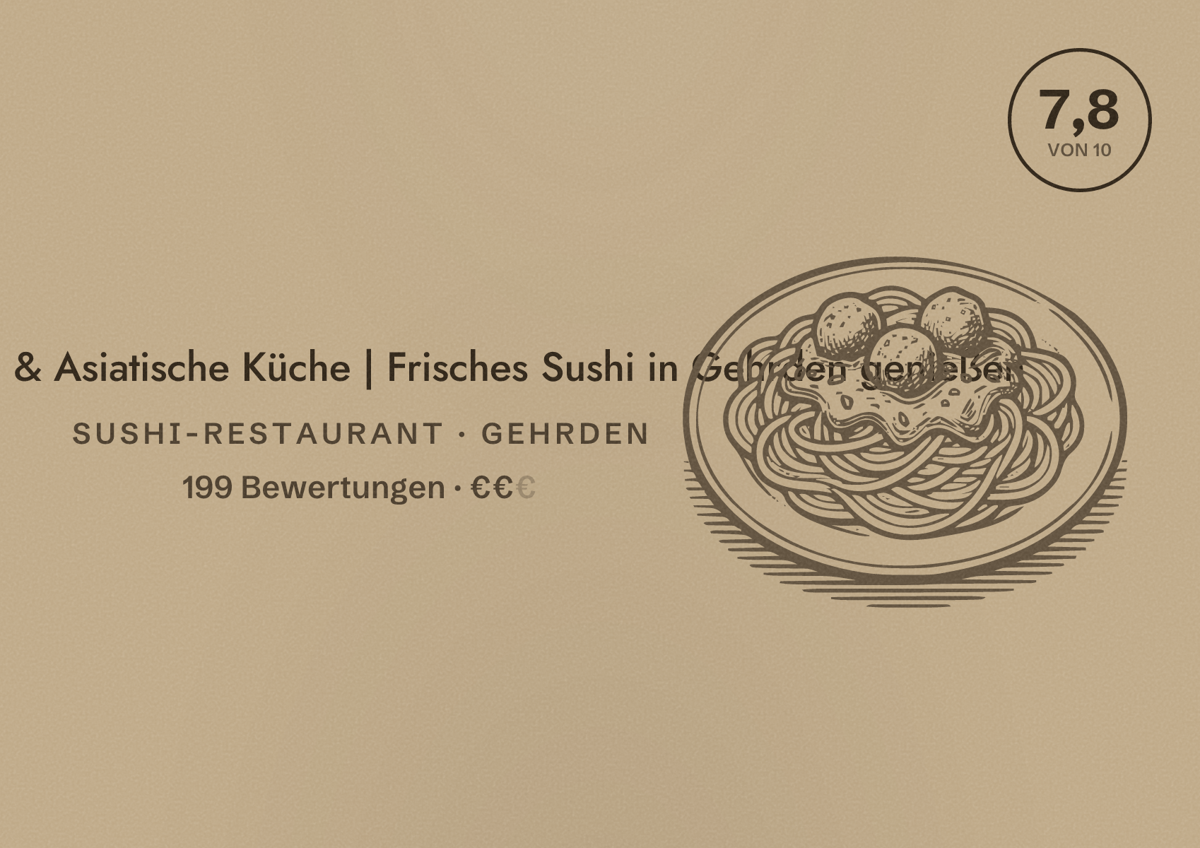 Illustriertes Poster von Hokkaido Sushi & Asiatische Küche | Frisches Sushi in Gehrden genießen, Sushi-Restaurant in Gehrden: Bewertung 7,8 von 10 aus 199 Bewertungen, Preisniveau €€