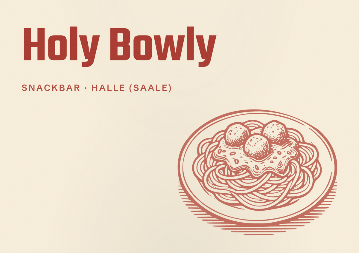 Illustriertes Poster von Holy Bowly, Snackbar in Halle (Saale)
