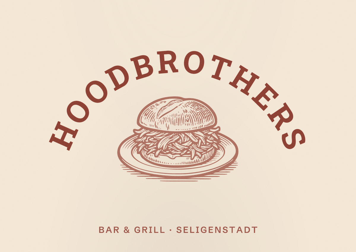 Illustriertes Poster von HoodBrothers, Bar & Grill in Seligenstadt