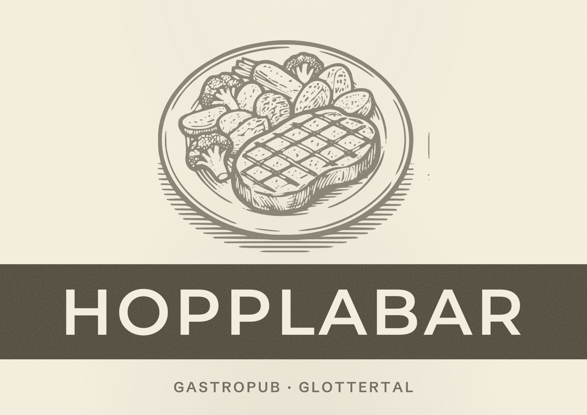 Illustriertes Poster von HopplaBar, Gastropub in Glottertal