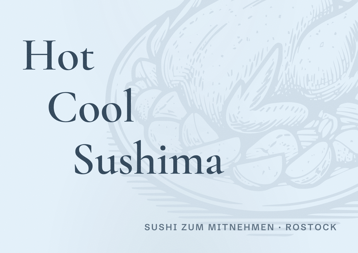 Illustriertes Poster von Hot Cool Sushima, Sushi zum Mitnehmen in Rostock