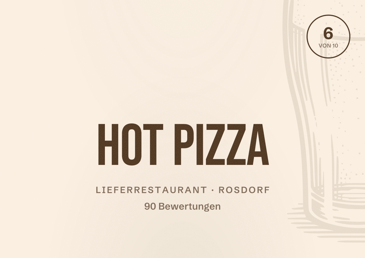 Illustriertes Poster von HOT PIZZA, Lieferrestaurant in Rosdorf: Bewertung 6 von 10 aus 90 Bewertungen