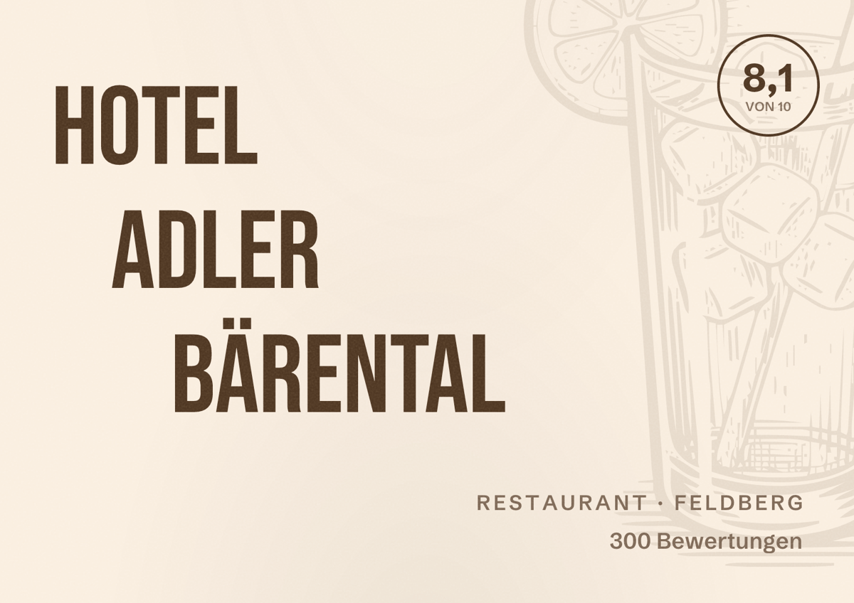 Illustriertes Poster von Hotel Adler Bärental, Restaurant in Feldberg: Bewertung 8,1 von 10 aus 300 Bewertungen