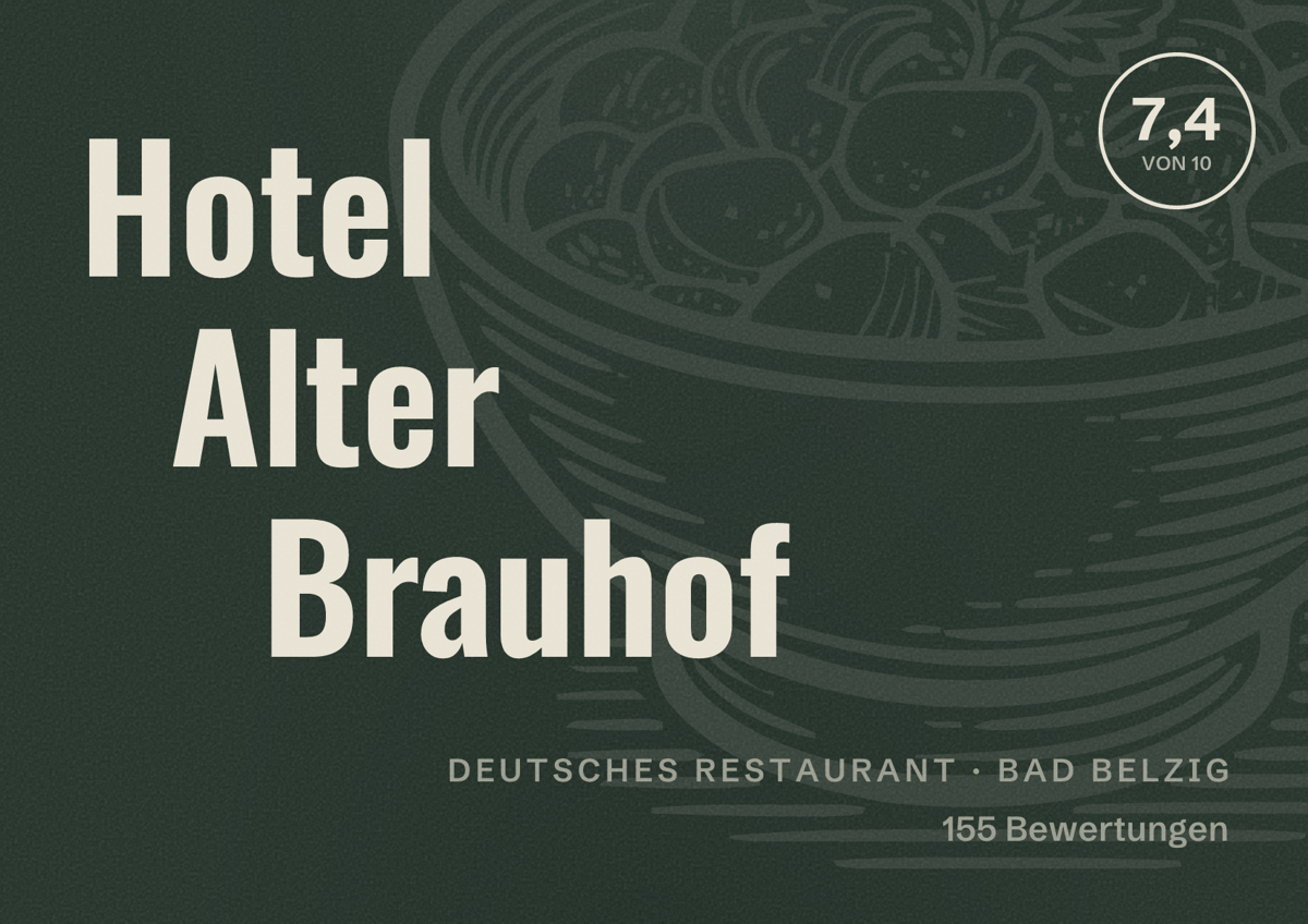 Illustriertes Poster von Hotel Alter Brauhof, Deutsches Restaurant in Bad Belzig: Bewertung 7,4 von 10 aus 155 Bewertungen
