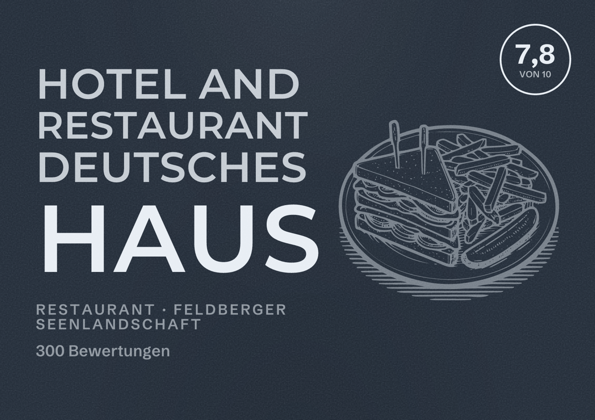 Illustriertes Poster von Hotel and Restaurant Deutsches Haus, Restaurant in Feldberger Seenlandschaft: Bewertung 7,8 von 10 aus 300 Bewertungen