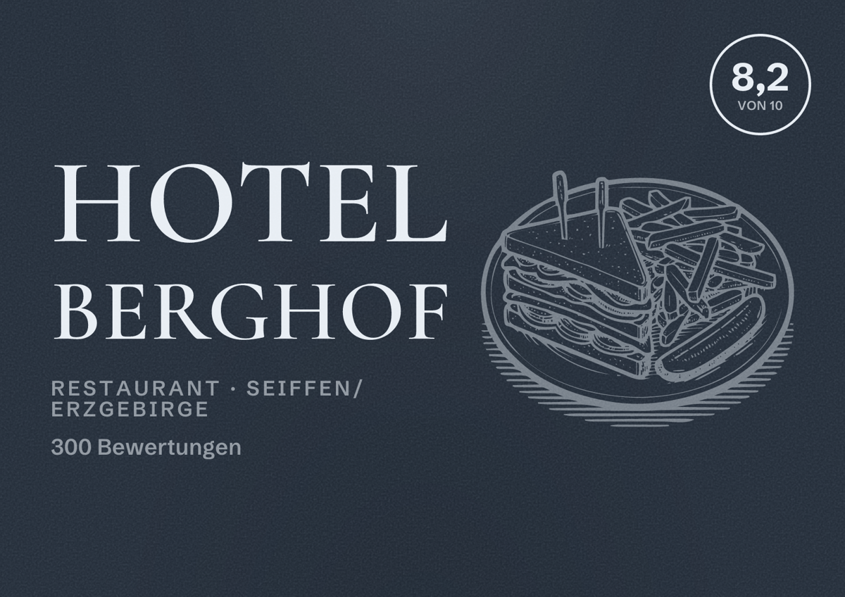 Illustriertes Poster von Hotel Berghof, Restaurant in Seiffen/Erzgebirge: Bewertung 8,2 von 10 aus 300 Bewertungen