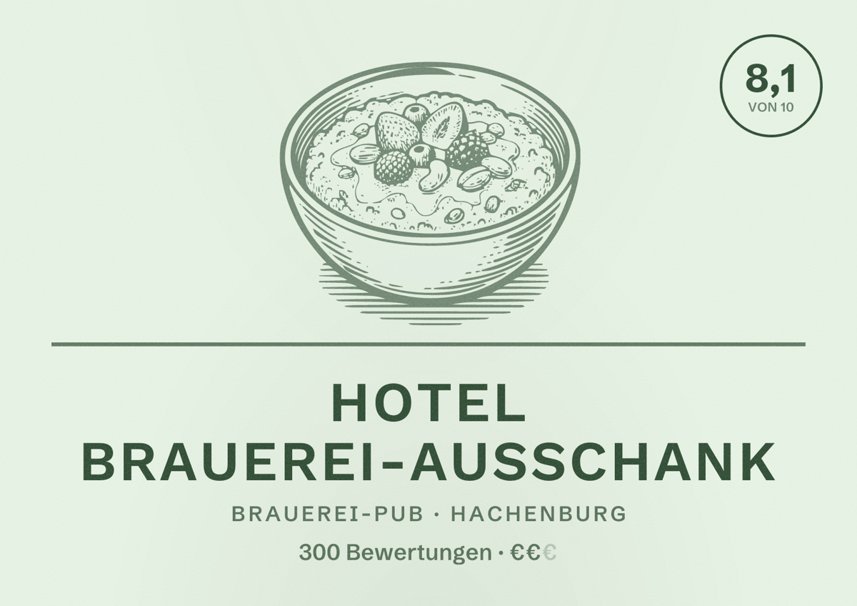 Illustriertes Poster von Hotel Brauerei-Ausschank, Brauerei-Pub in Hachenburg: Bewertung 8,1 von 10 aus 300 Bewertungen, Preisniveau €€
