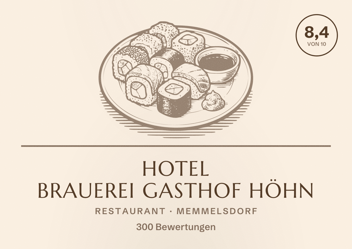 Illustriertes Poster von Hotel Brauerei Gasthof Höhn, Restaurant in Memmelsdorf: Bewertung 8,4 von 10 aus 300 Bewertungen
