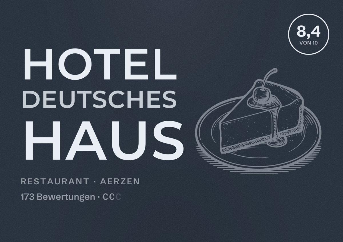 Illustriertes Poster von Hotel Deutsches Haus, Restaurant in Aerzen: Bewertung 8,4 von 10 aus 173 Bewertungen, Preisniveau €€