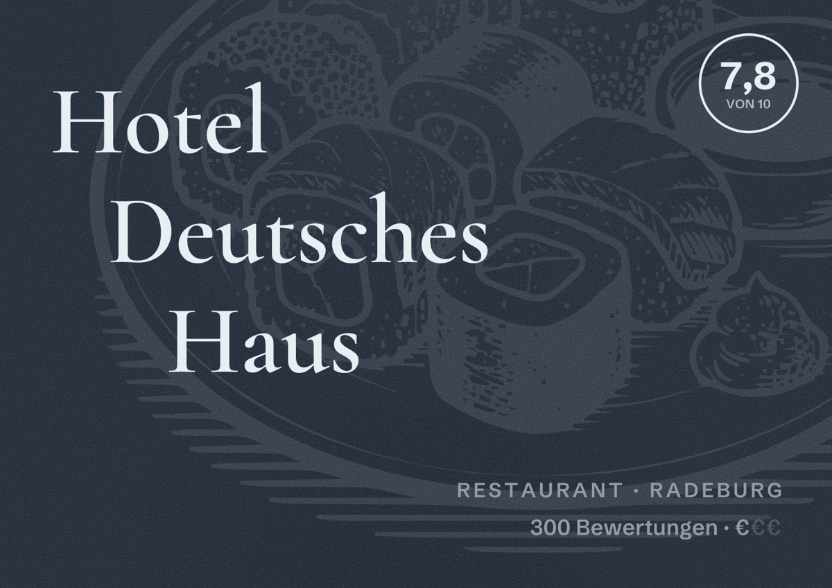 Illustriertes Poster von Hotel Deutsches Haus, Restaurant in Radeburg: Bewertung 7,8 von 10 aus 300 Bewertungen, Preisniveau €