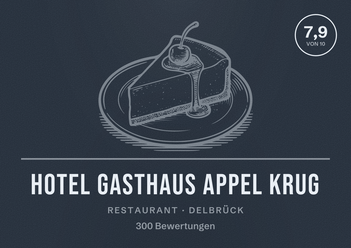 Illustriertes Poster von Hotel Gasthaus Appel Krug, Restaurant in Delbrück: Bewertung 7,9 von 10 aus 300 Bewertungen