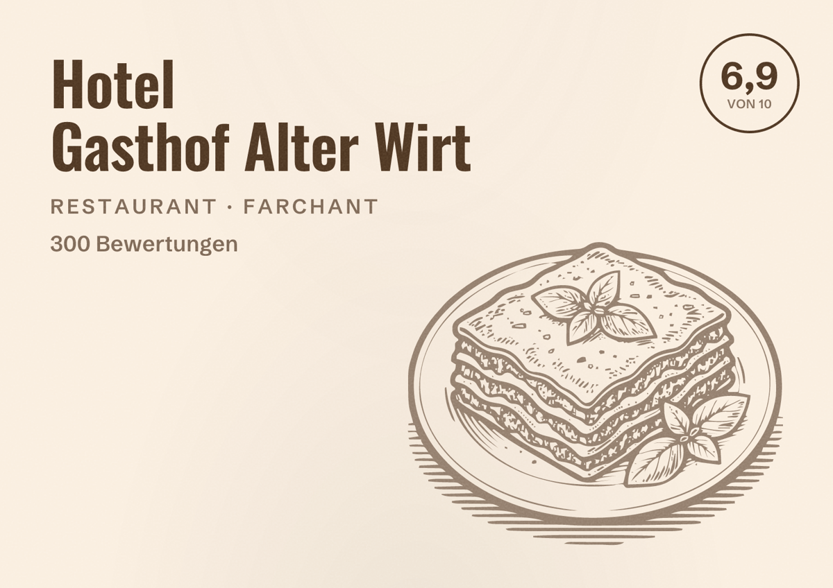 Illustriertes Poster von Hotel Gasthof Alter Wirt, Restaurant in Farchant: Bewertung 6,9 von 10 aus 300 Bewertungen