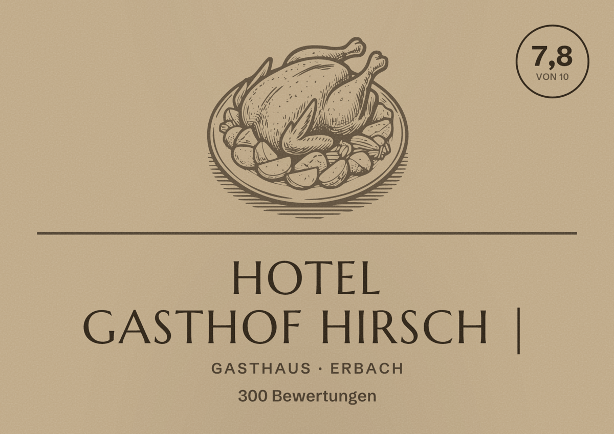 Illustriertes Poster von Hotel Gasthof Hirsch |, Gasthaus in Erbach: Bewertung 7,8 von 10 aus 300 Bewertungen
