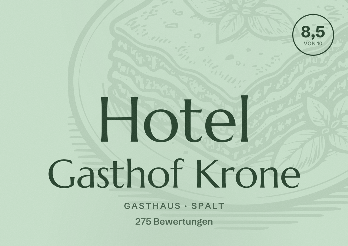 Illustriertes Poster von Hotel Gasthof Krone, Gasthaus in Spalt: Bewertung 8,5 von 10 aus 275 Bewertungen